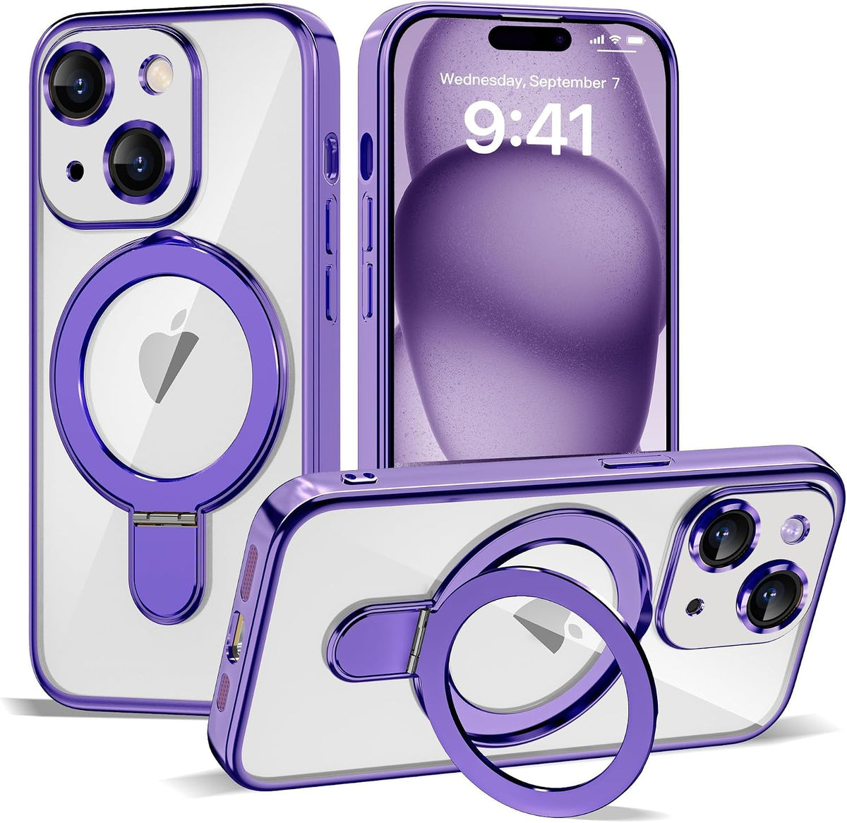 Marble Pattern Case for iPhone 11 with Stand 6.1",M-Purple