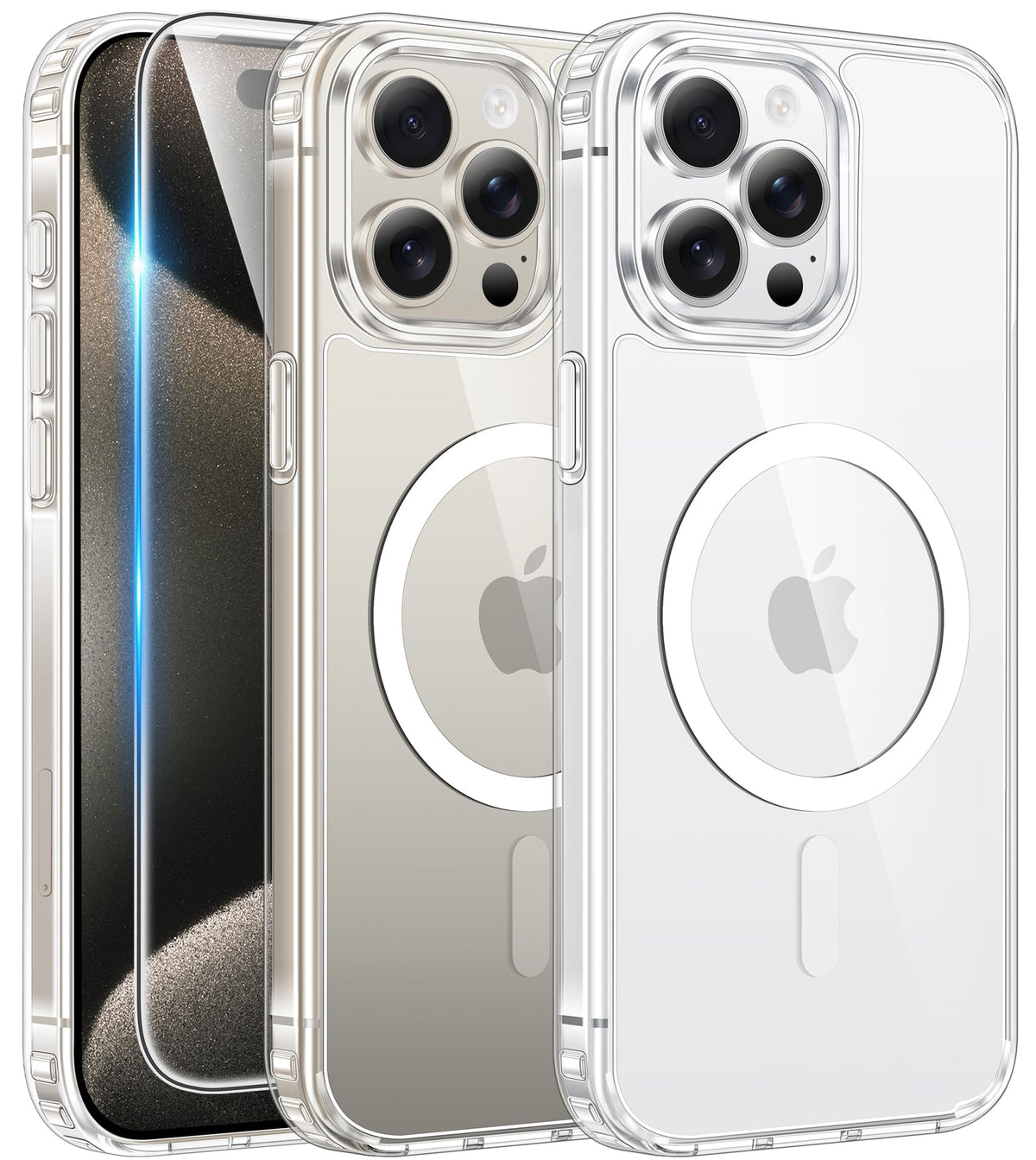FNTCASE Magnetic for iPhone 15/14/13 Case, Clear
