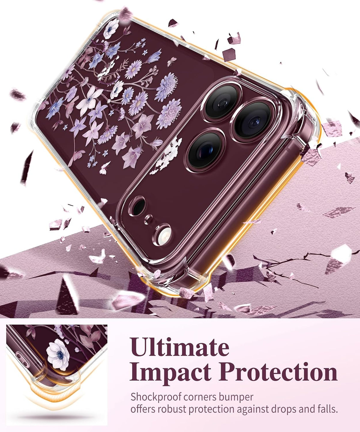 GVIEWIN for iPhone 17 Case Floral Clear Slim Women
