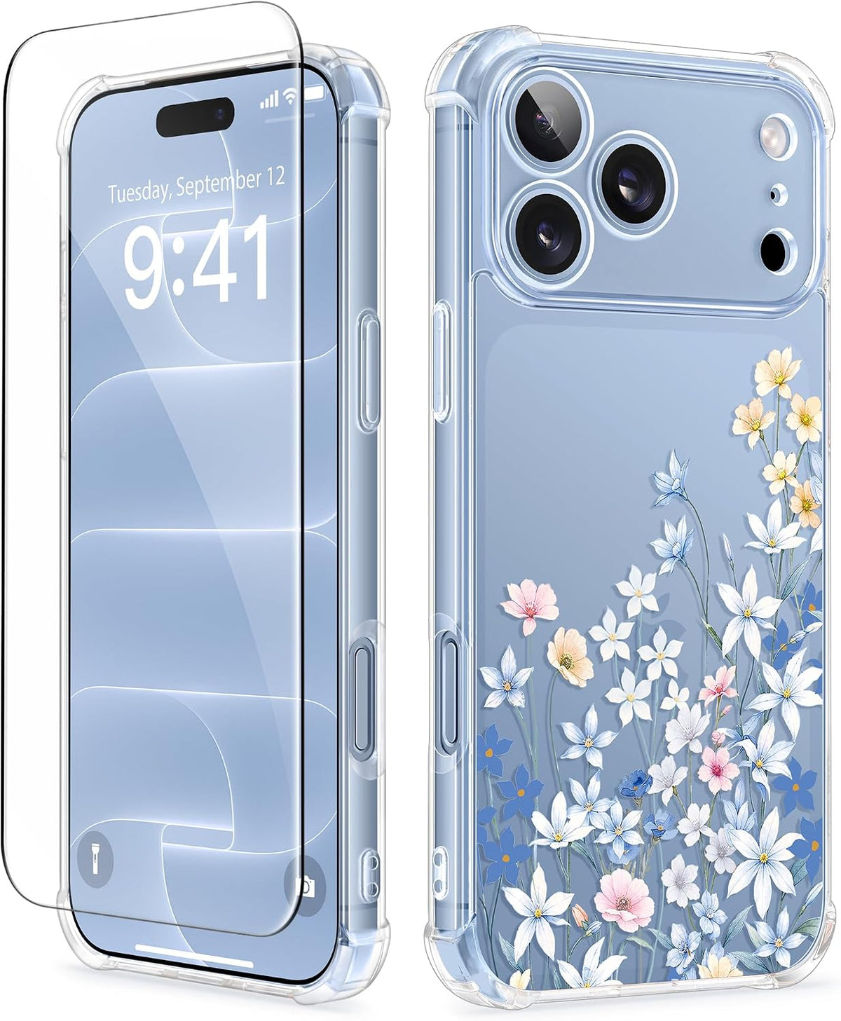 GVIEWIN for iPhone 17 Case Floral Clear Slim Women