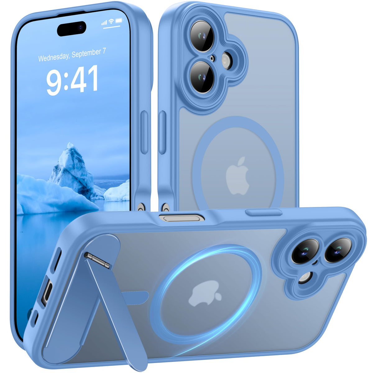 Magnetic Compatible with iPhone 16 Case, [Built-in Kickstand][Full Camera Protection][Compatible with MagSafe][Anti-Fingerprint] Shockproof Phone Case for iPhone 16 6.1",Brown