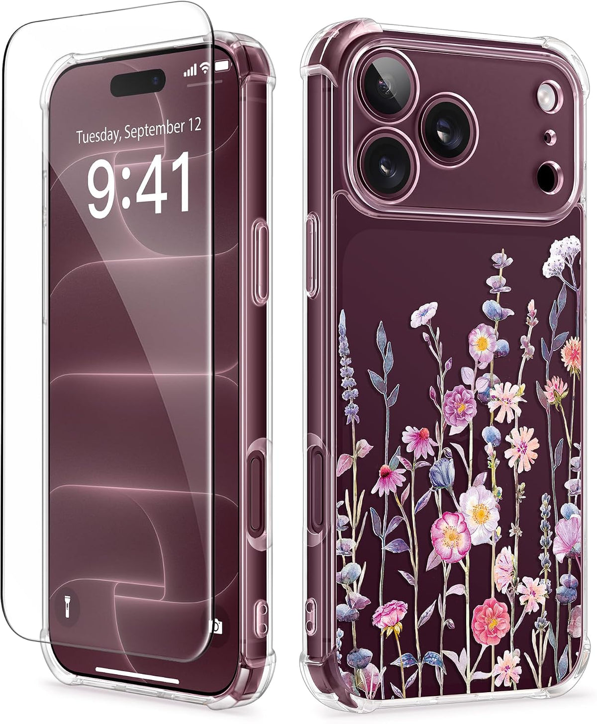 GVIEWIN for iPhone 17 Case Floral Clear Slim Women