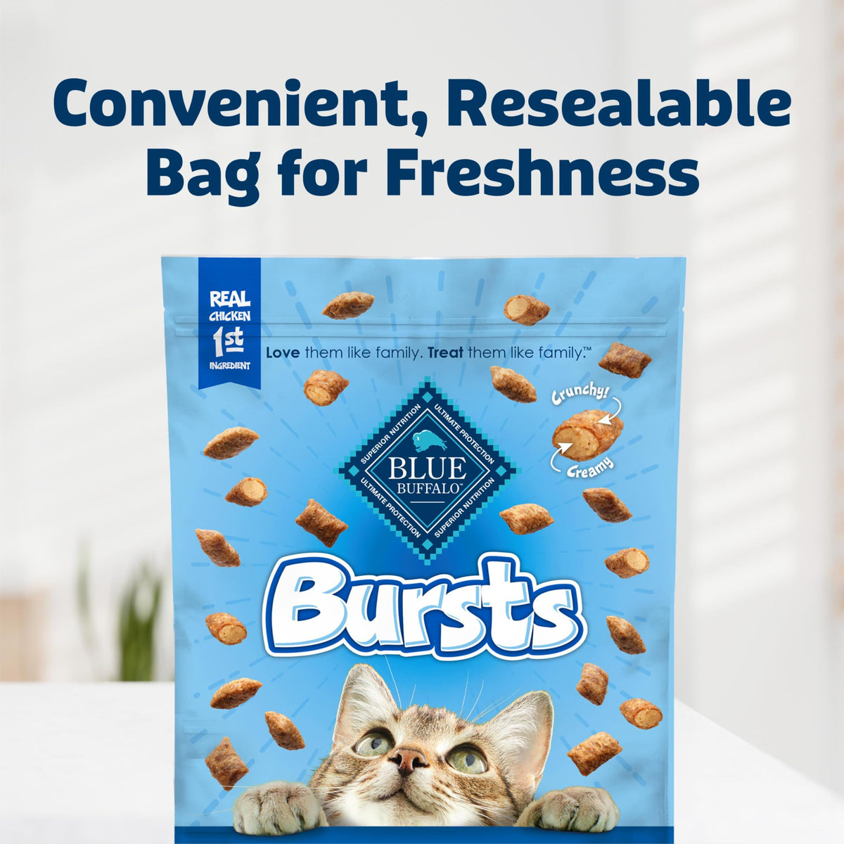 Blue Buffalo Bursts Seafood Crunchy & Creamy Cat Treats, 2 oz, 6 ct