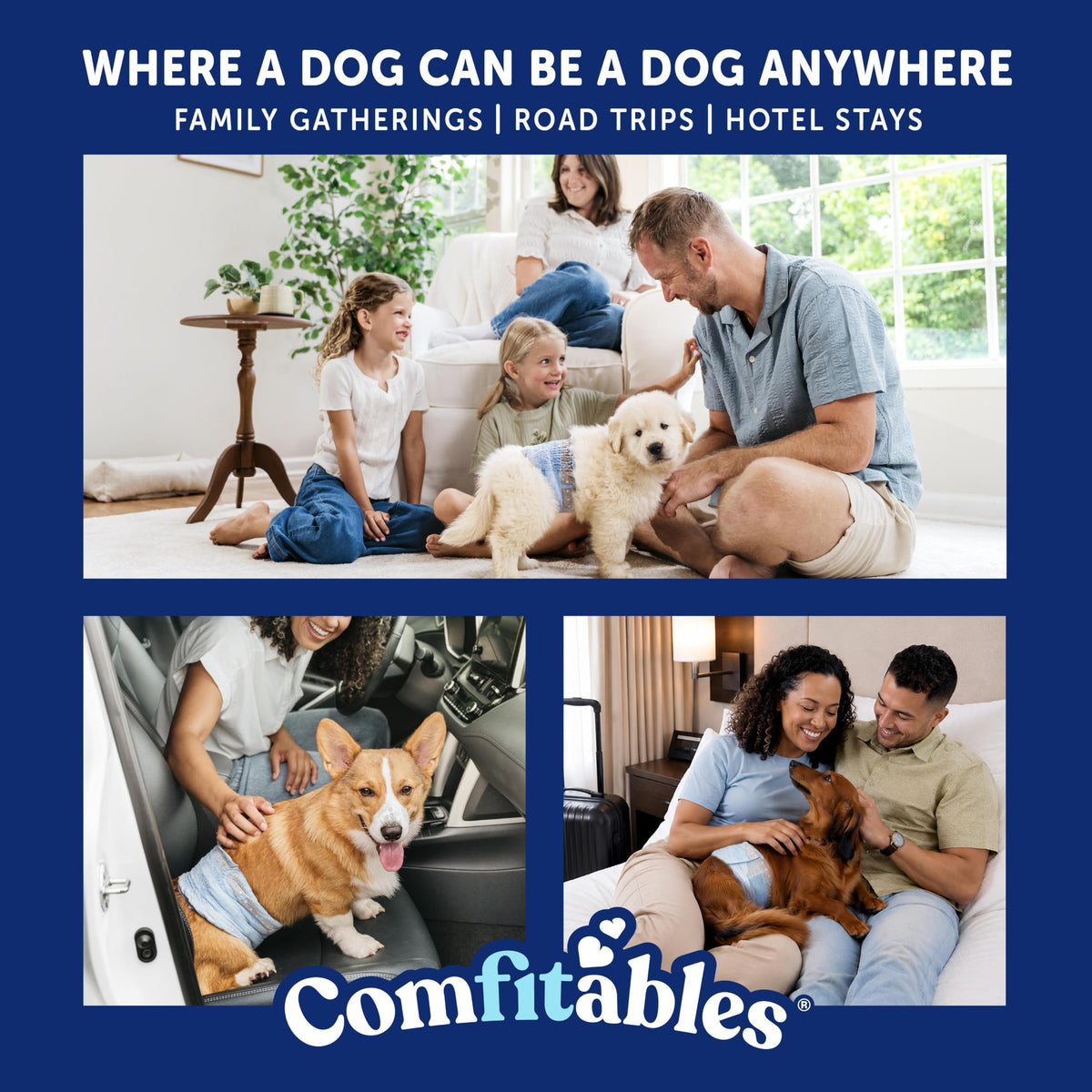 Hartz Comfitables Disposable Male Dog Wraps Stretchy Waistband, M 36 Count