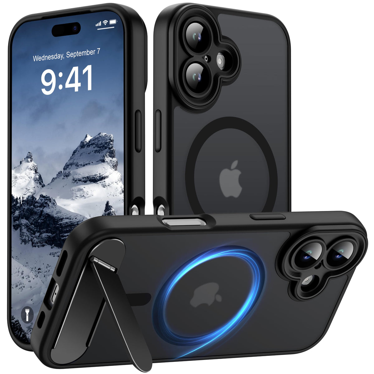 Magnetic Compatible with iPhone 16 Case, [Built-in Kickstand][Full Camera Protection][Compatible with MagSafe][Anti-Fingerprint] Shockproof Phone Case for iPhone 16 6.1",Brown