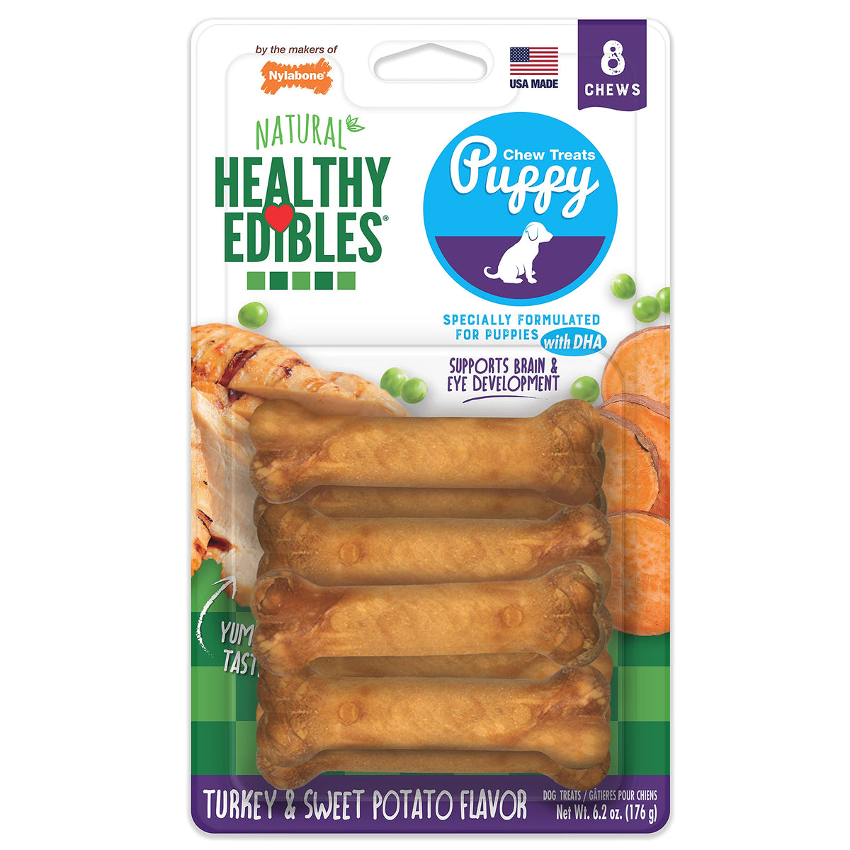 Nylabone Healthy Edibles Puppy Dog Treats Variety Pack, 3 Count