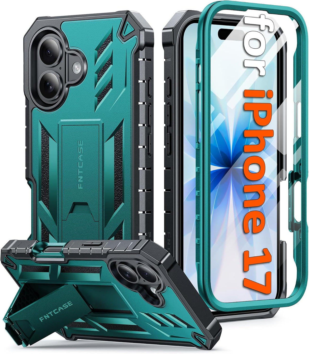 FNTCASE for iPhone 16 Case with Belt Clip and Built-in Screen Protector