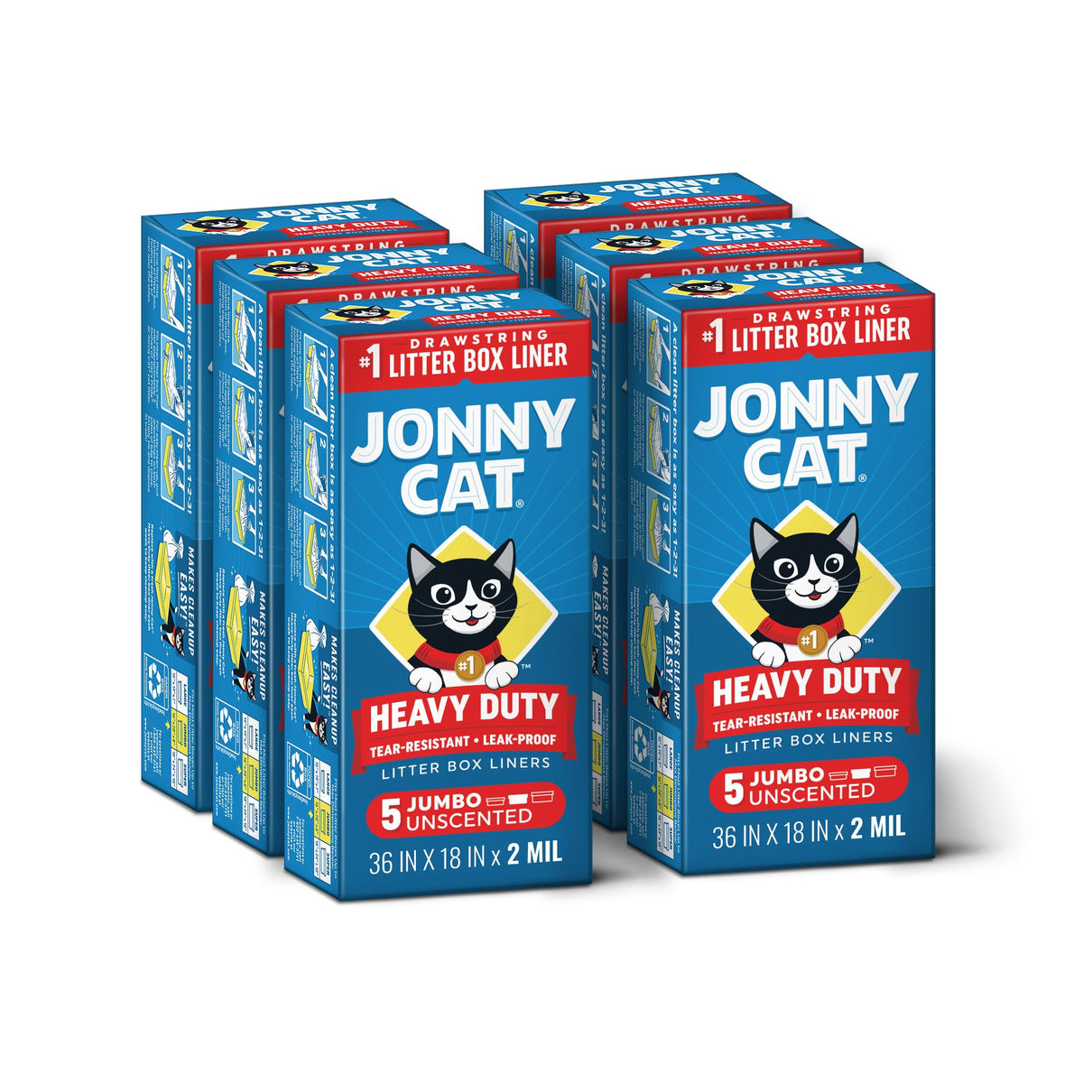 Jonny Cat Litter Box Liners Heavy Duty, Tear & Leak Resistant Jumbo 15ct