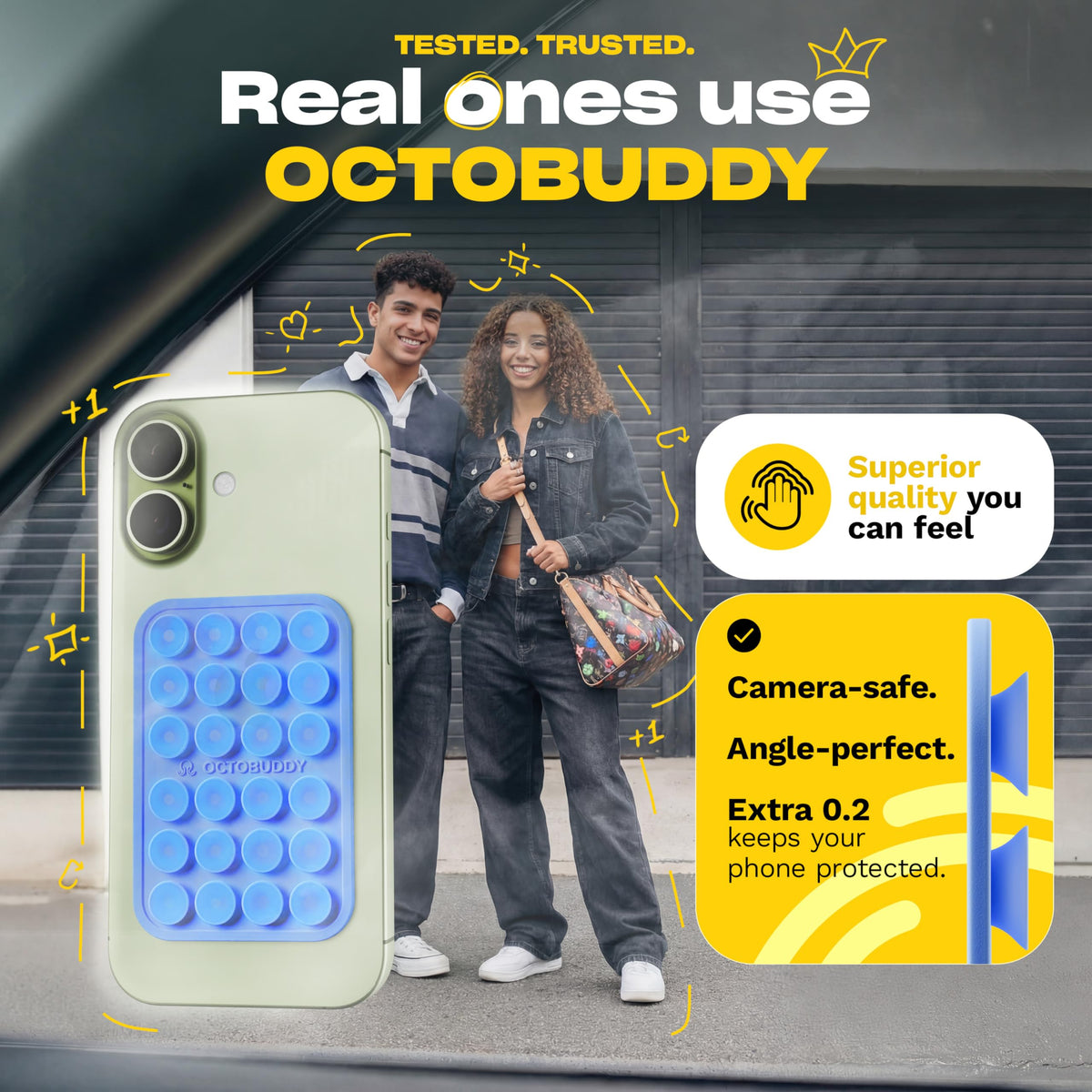 OCTOBUDDY Classic - Silicone Suction Phone Case Adhesive Mount, Turquoise