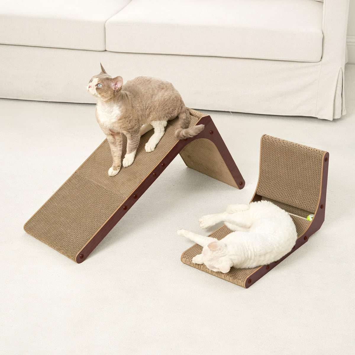EHEYCIGA Cardboard Cat Scratcher for Indoor Cats, 26.8 Inch, Brown