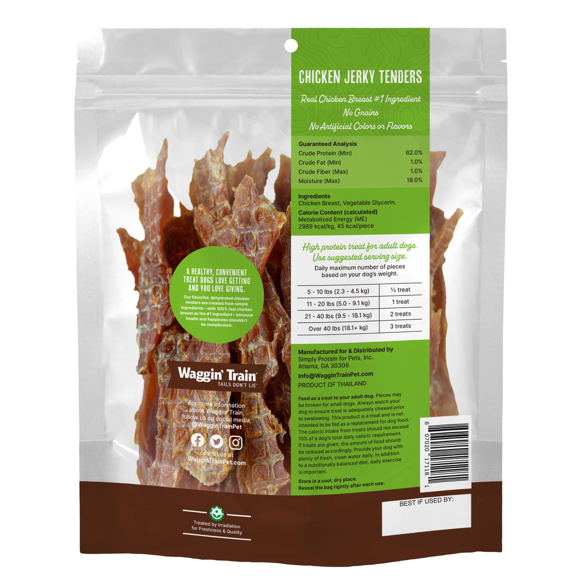 Waggin' Train Chicken Jerky Dog Treats, Made with 100% Real Chicken Breasts, Only Two All-Natural Ingredients, Great High Protein Dog Treat, Easily Digestible for Big or Small Dogs, 30 oz. Pouch