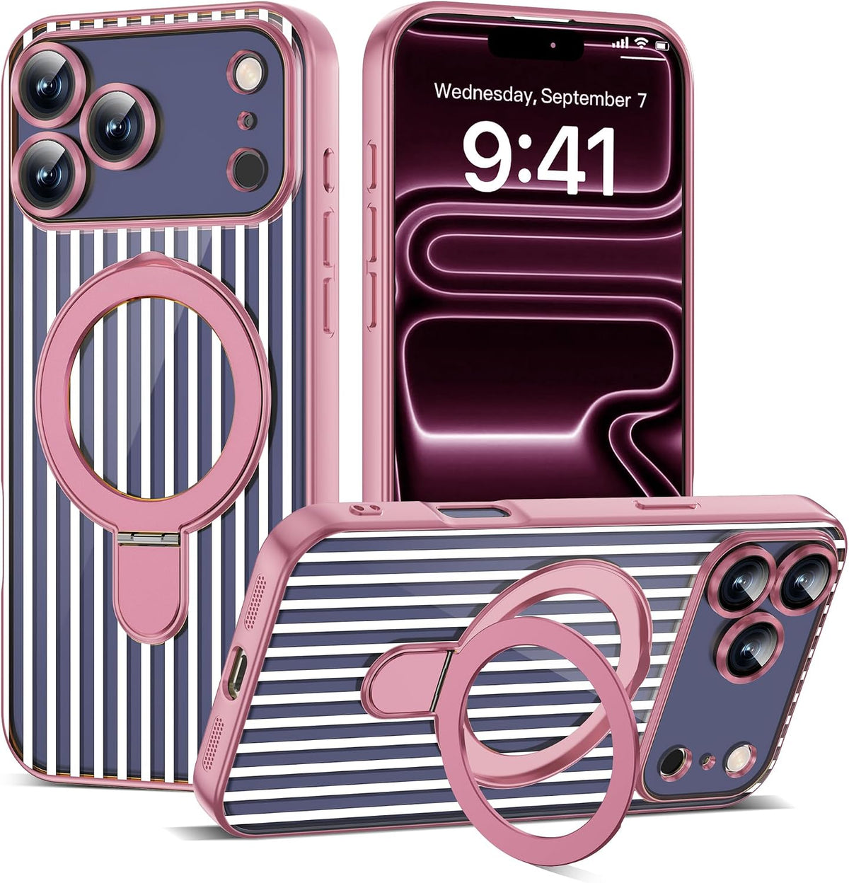 Marble Pattern Case for iPhone 11 with Stand 6.1",M-Purple