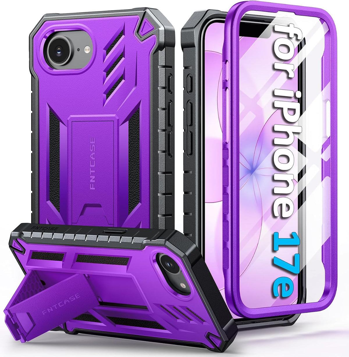 FNTCASE for iPhone 16 Case with Belt Clip and Built-in Screen Protector