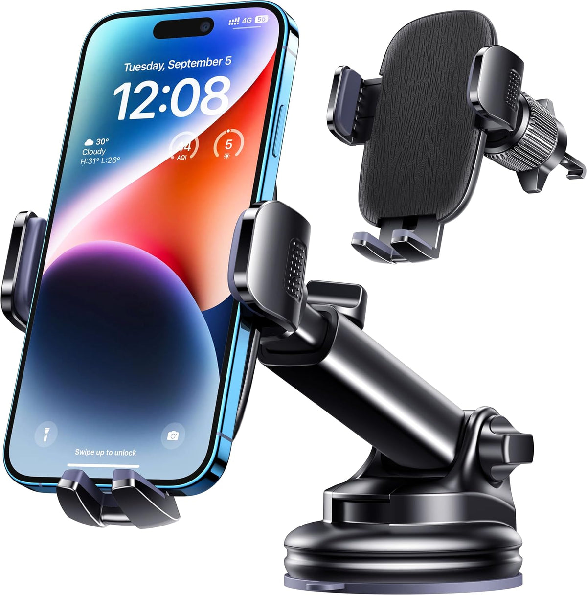 Qifutan Dash Mounted Holders Phone Holders for Your Car Phone Mount for Car Windshield Dashboard Air Vent Universal Pads Mats Mounts Hands Free Automobile Cell Phone Holder Fit for iPhone Smartphone