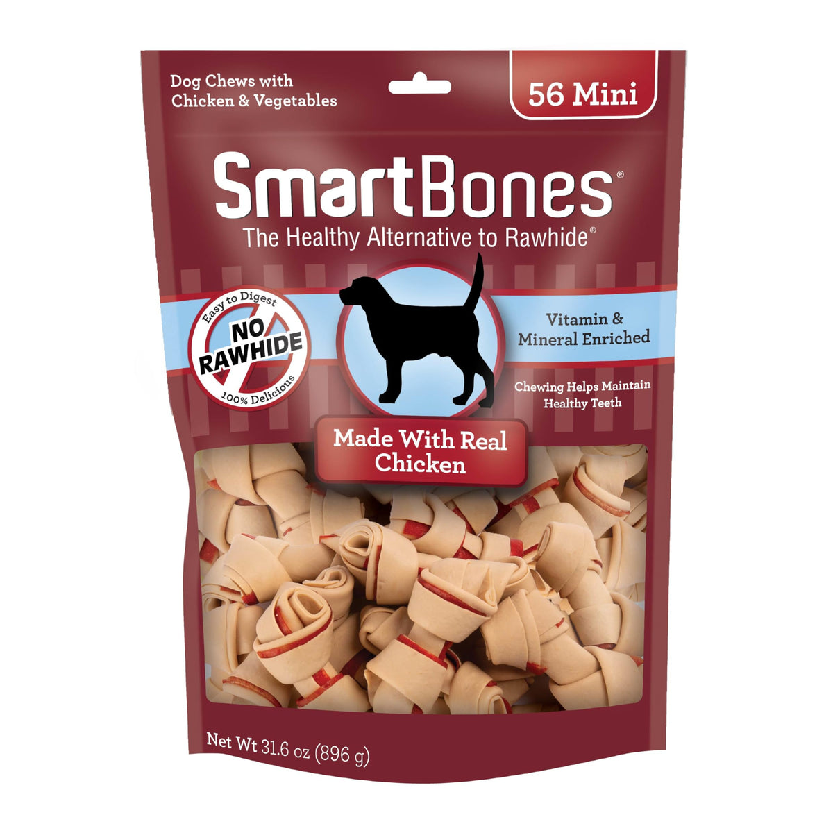 SmartBones Mini Bones Rawhide-Free Dog Treat, Real Peanut Butter, 24 Count