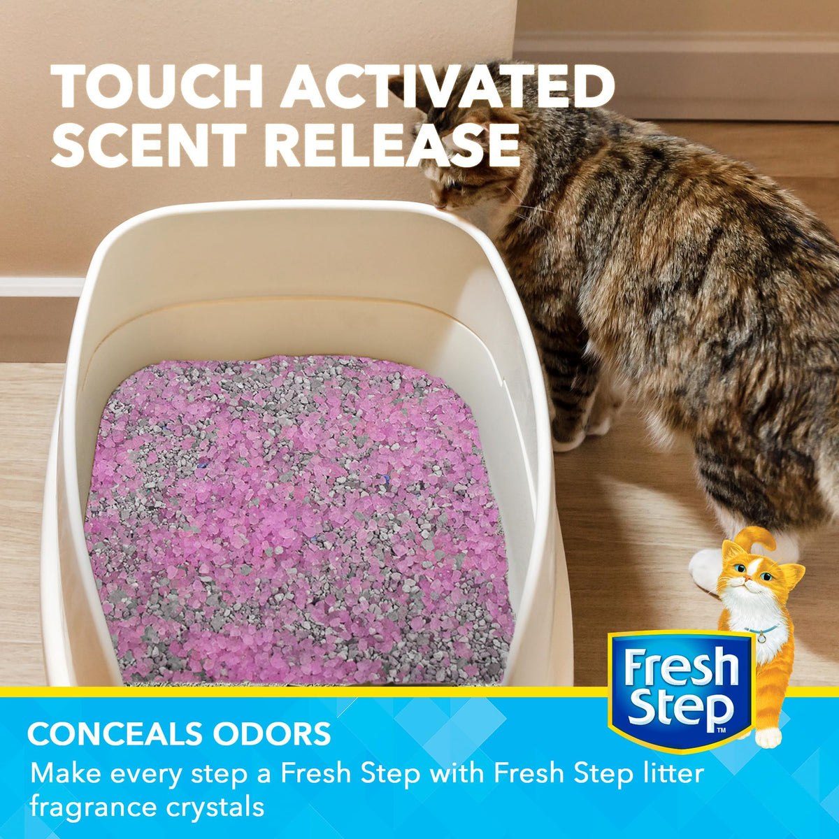 Fresh Step - Cat Litter Deodorizer, Litter Box Crystals, Fresh Scent, 15 oz