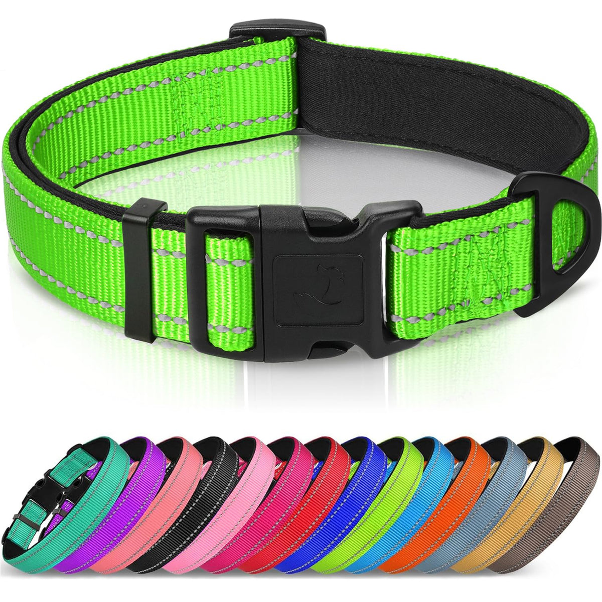 Joytale Reflective Dog Collar, Adjustable Neoprene Padded, Teal M