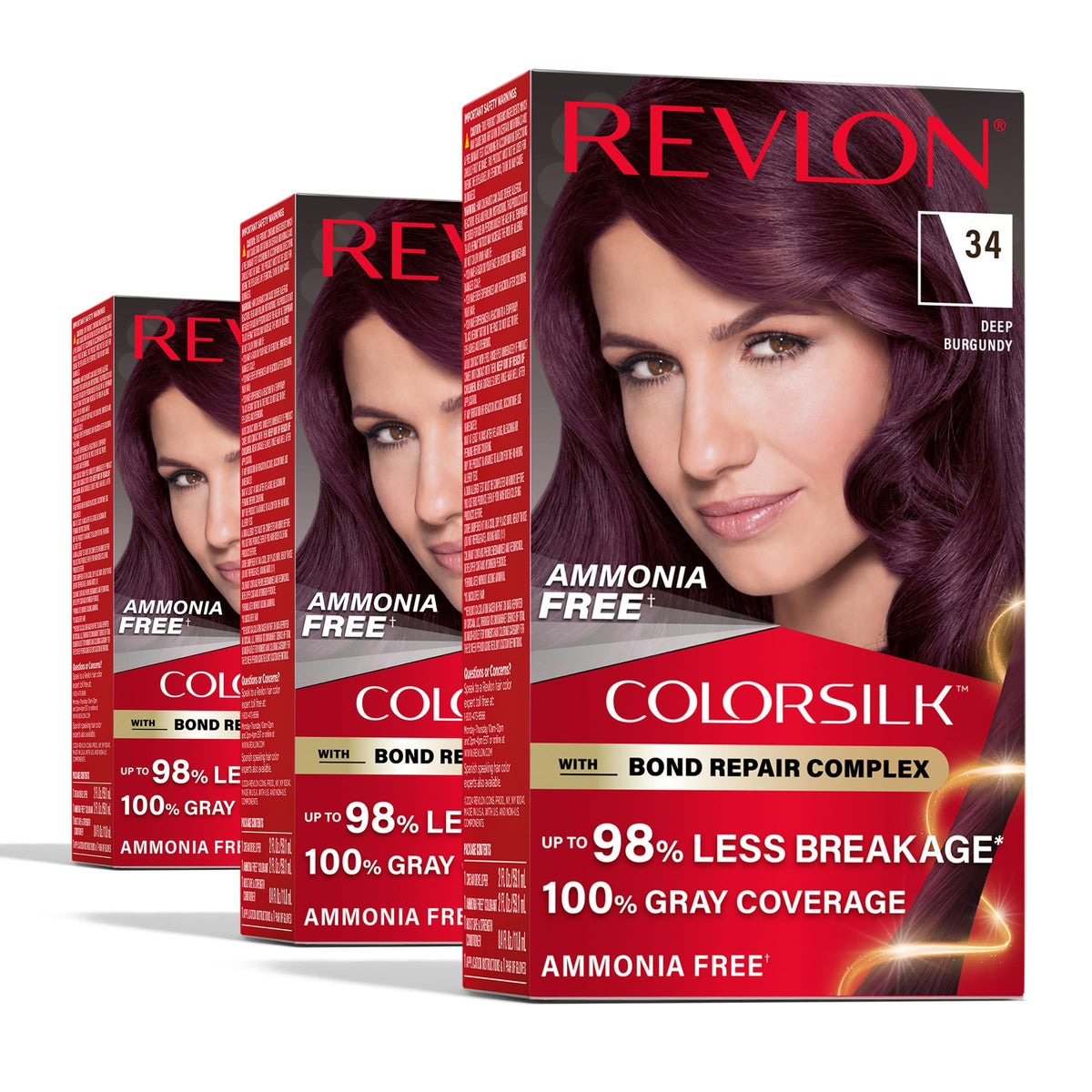 Revlon ColorSilk with Bond Repair Hair Color, 51 Light Brown, 3pk