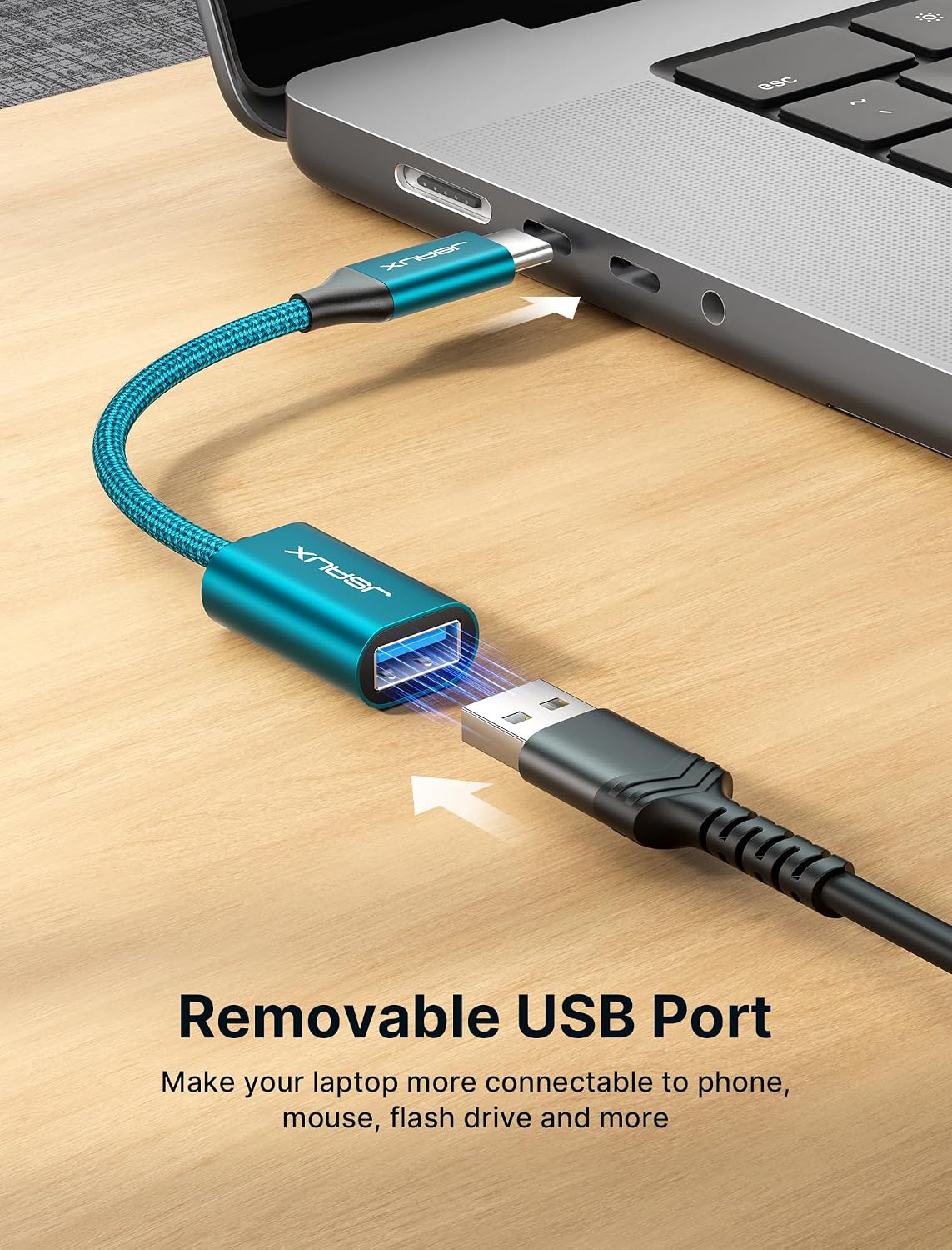 JSAUX USB C to USB 3.0 Adapter [2 Pack], USB C Male to USB Female OTG Cable Adapter Compatible with MacBook Pro/Air, iPhone 18 Pro Max/iPhone Duo‌/Air/17/16/15 Series, Samsung Galaxy S26/S25/S24/S23