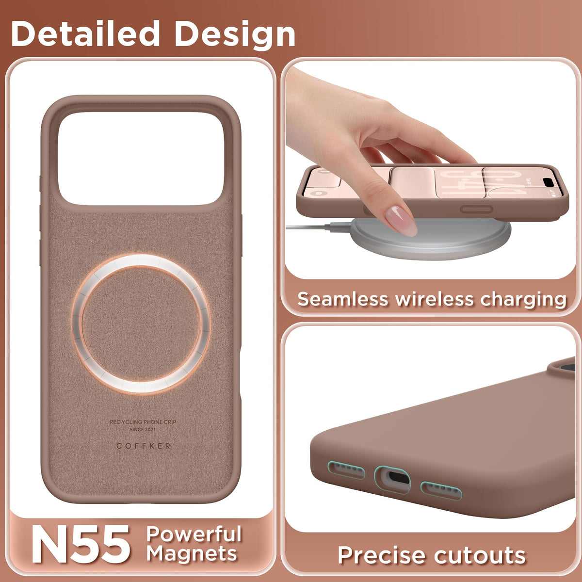 Magnetic for iPhone 18 Pro /17 Pro Case Silicone, Wine Red