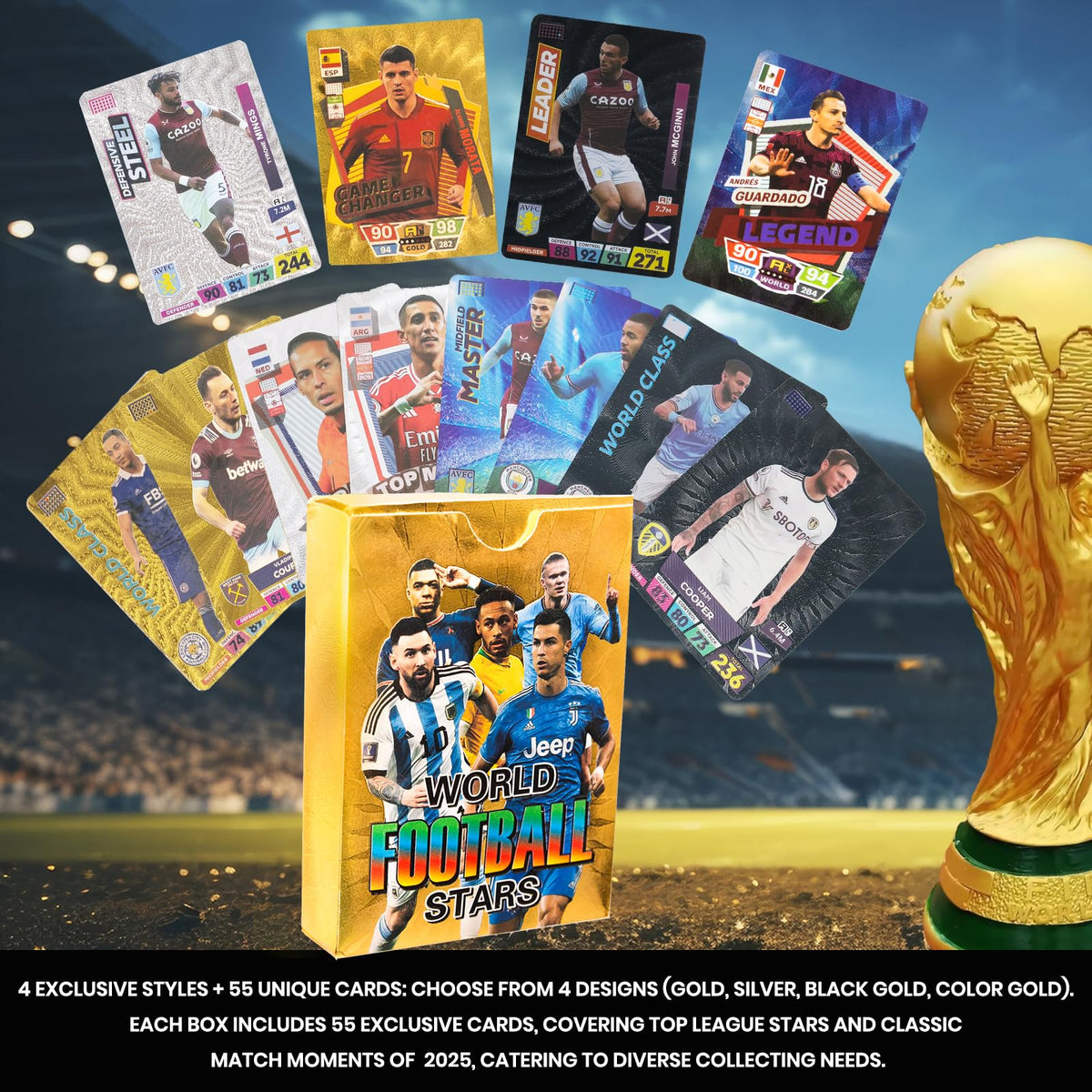 2026 Soccer Trading Cards | 55 Unique Collectible Cards per Box | Premium Paper, for Soccer Fans of All Ages, Ideal for Collecting & Trading (Non-Original) (Multicolors)