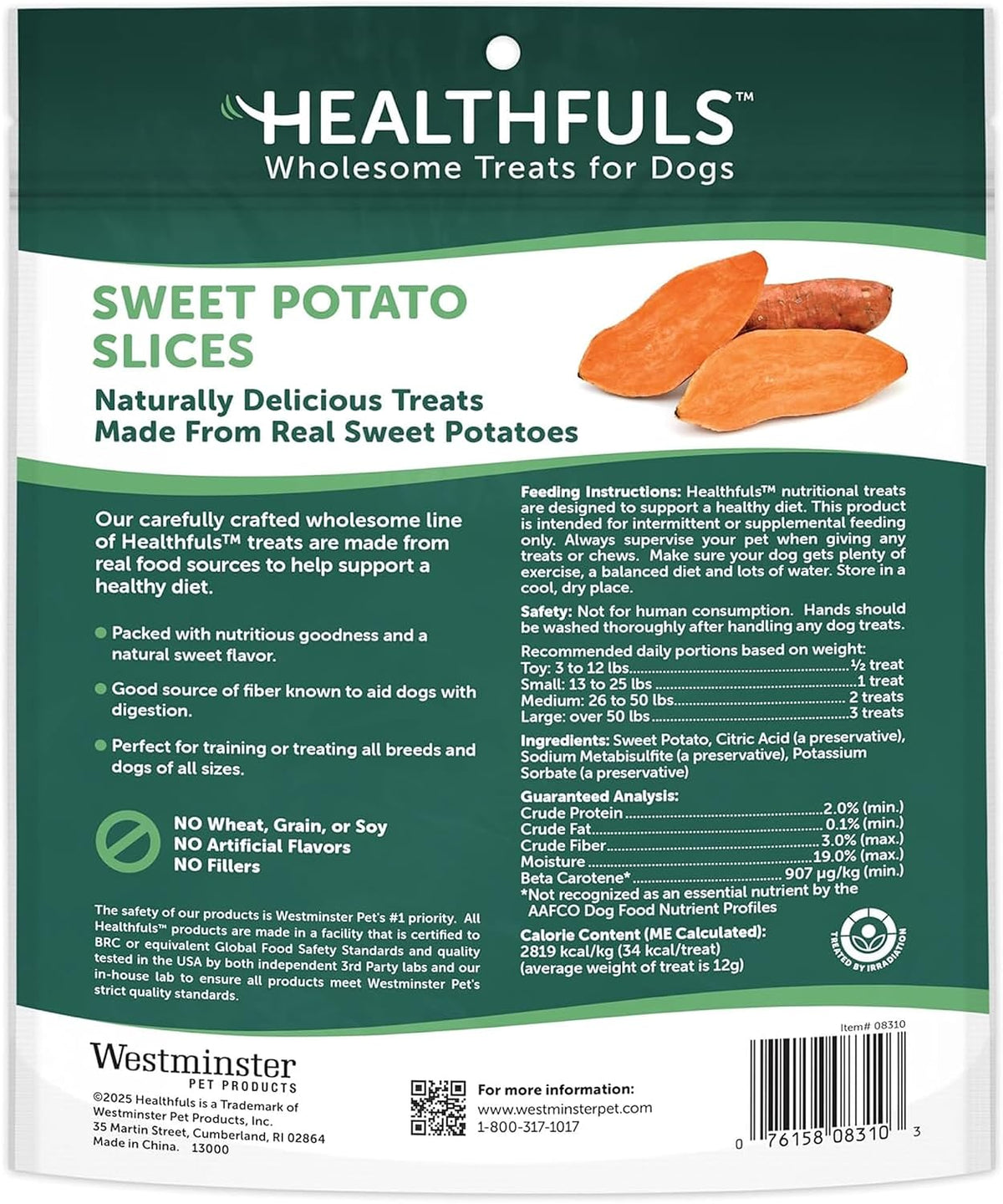 HEALTHFULS Real Dried Sweet Potato Slices, Grain Free Dog Treats, 16 oz