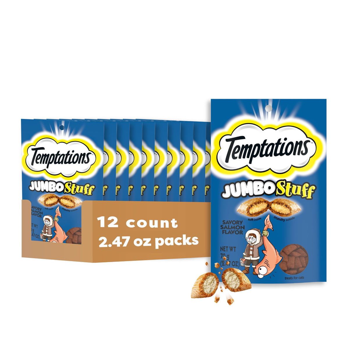 Temptations Jumbo Stuff Crunchy & Soft Cat Treats, Tuna, 5.3 oz, 10 Pack