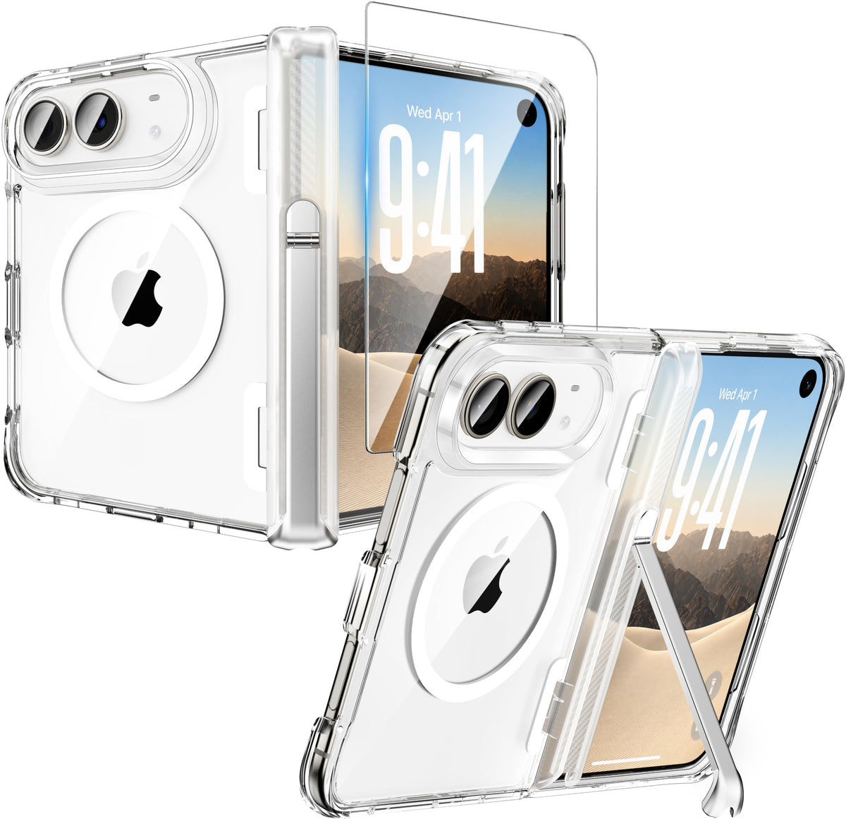 Magnetic for iPhone 16 Pro Case with Stand, Clear Matte