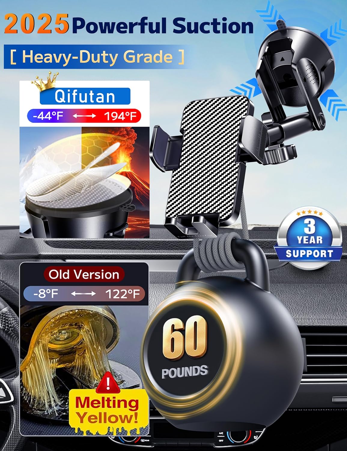 Qifutan Dash Mounted Holders Phone Holders for Your Car Phone Mount for Car Windshield Dashboard Air Vent Universal Pads Mats Mounts Hands Free Automobile Cell Phone Holder Fit for iPhone Smartphone