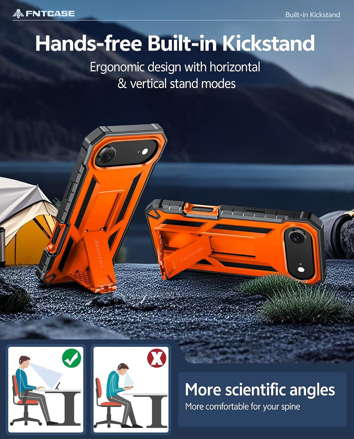FNTCASE for iPhone 16 Case with Belt Clip and Built-in Screen Protector