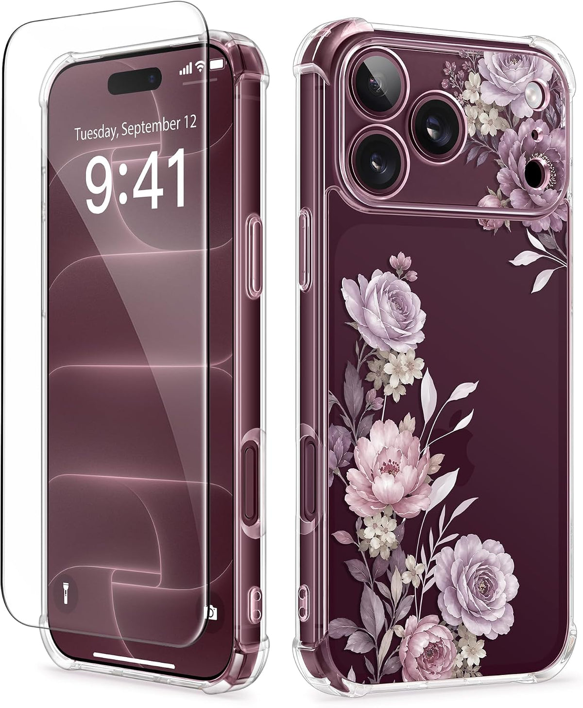 GVIEWIN for iPhone 17 Case Floral Clear Slim Women