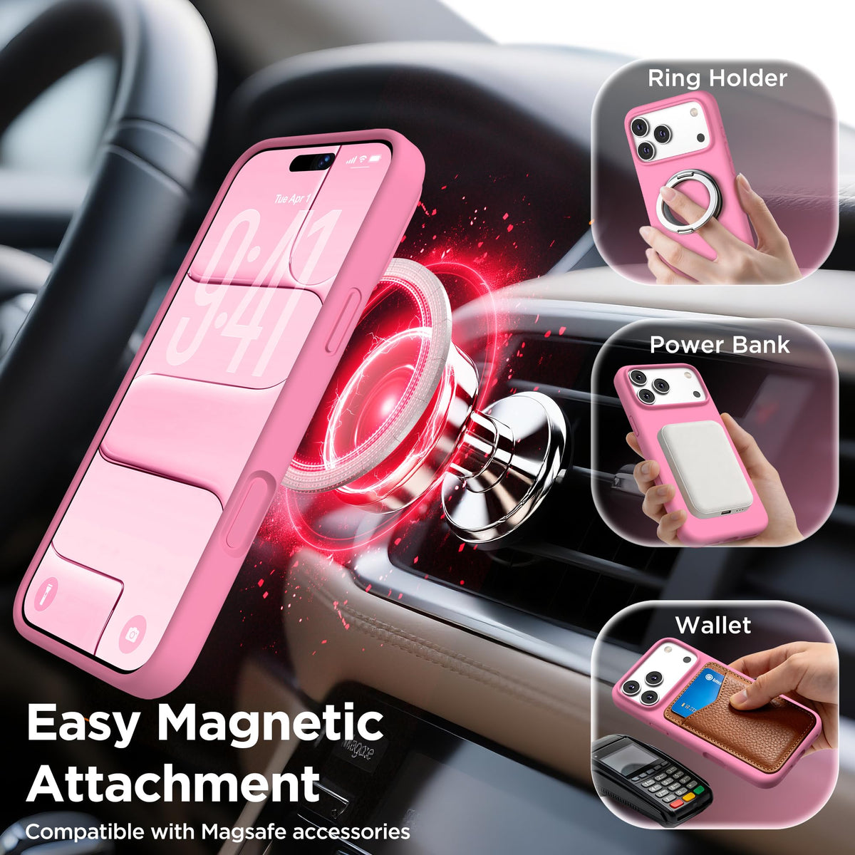 Magnetic for iPhone 18 Pro /17 Pro Case Silicone, Wine Red