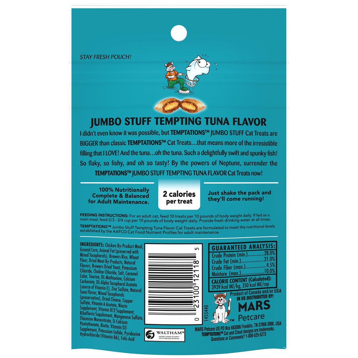 Temptations Jumbo Stuff Crunchy & Soft Cat Treats, Tuna, 5.3 oz, 10 Pack