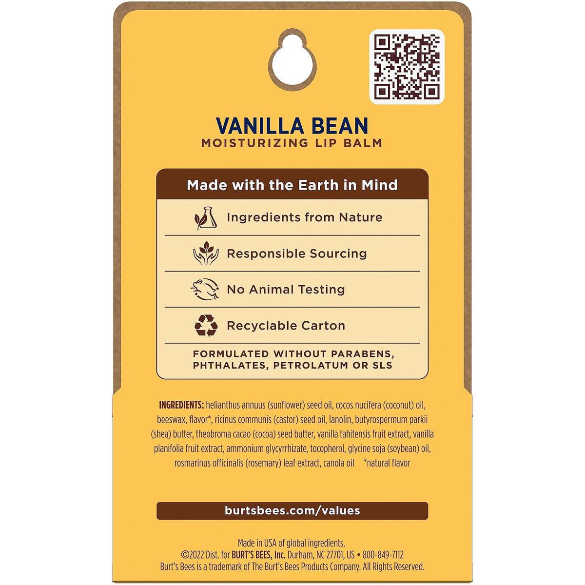 Burt's Bees Lip Balm, Vanilla Bean, 0.15 oz., 2 Tubes