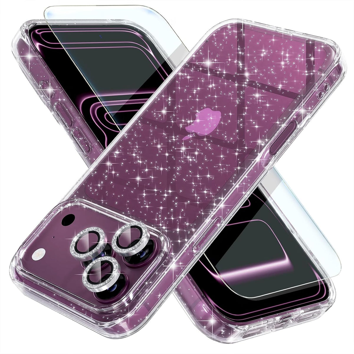 Choiche for iPhone 16 Pro Case Clear Women Girly (Glitter Gold)