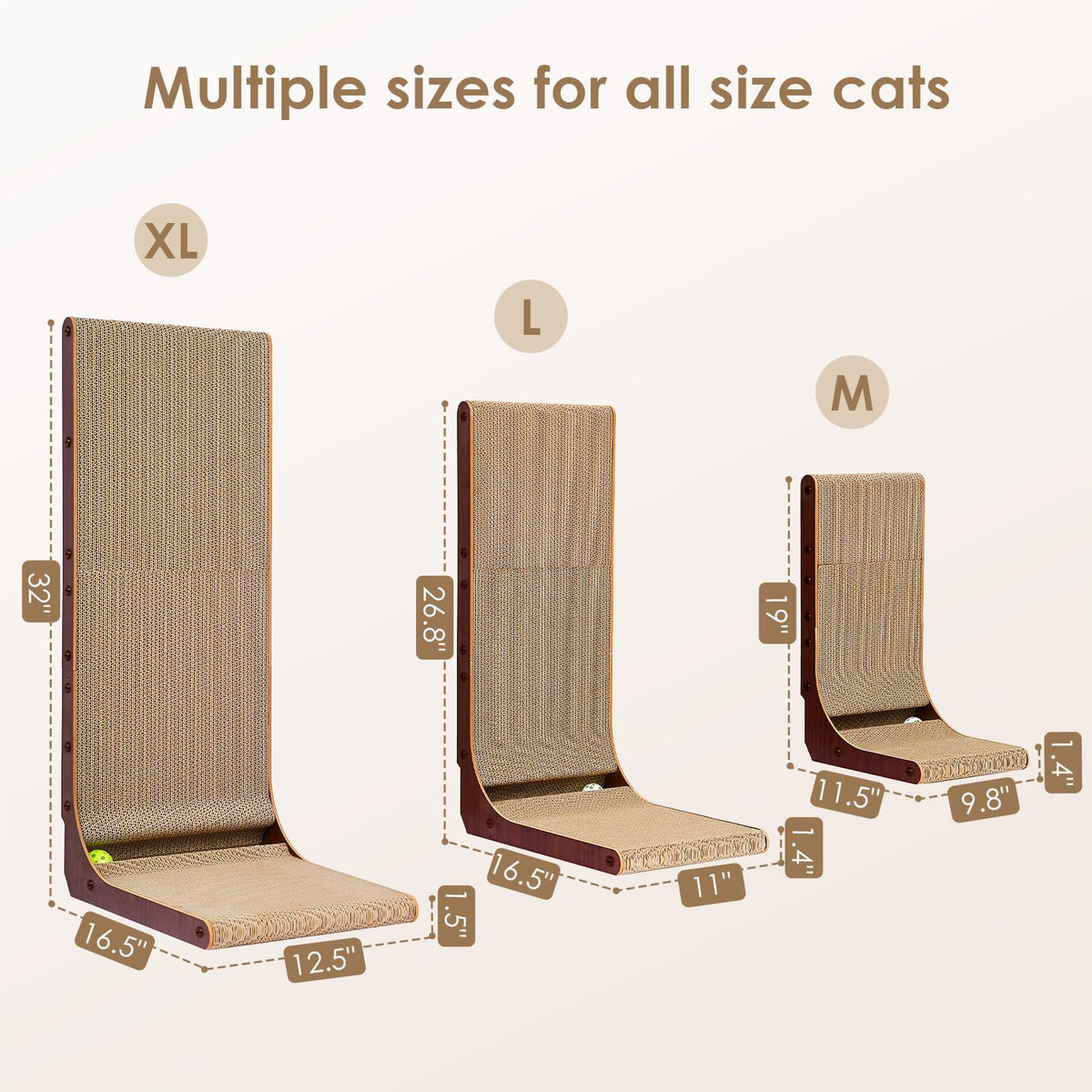 EHEYCIGA Cardboard Cat Scratcher for Indoor Cats, 26.8 Inch, Brown