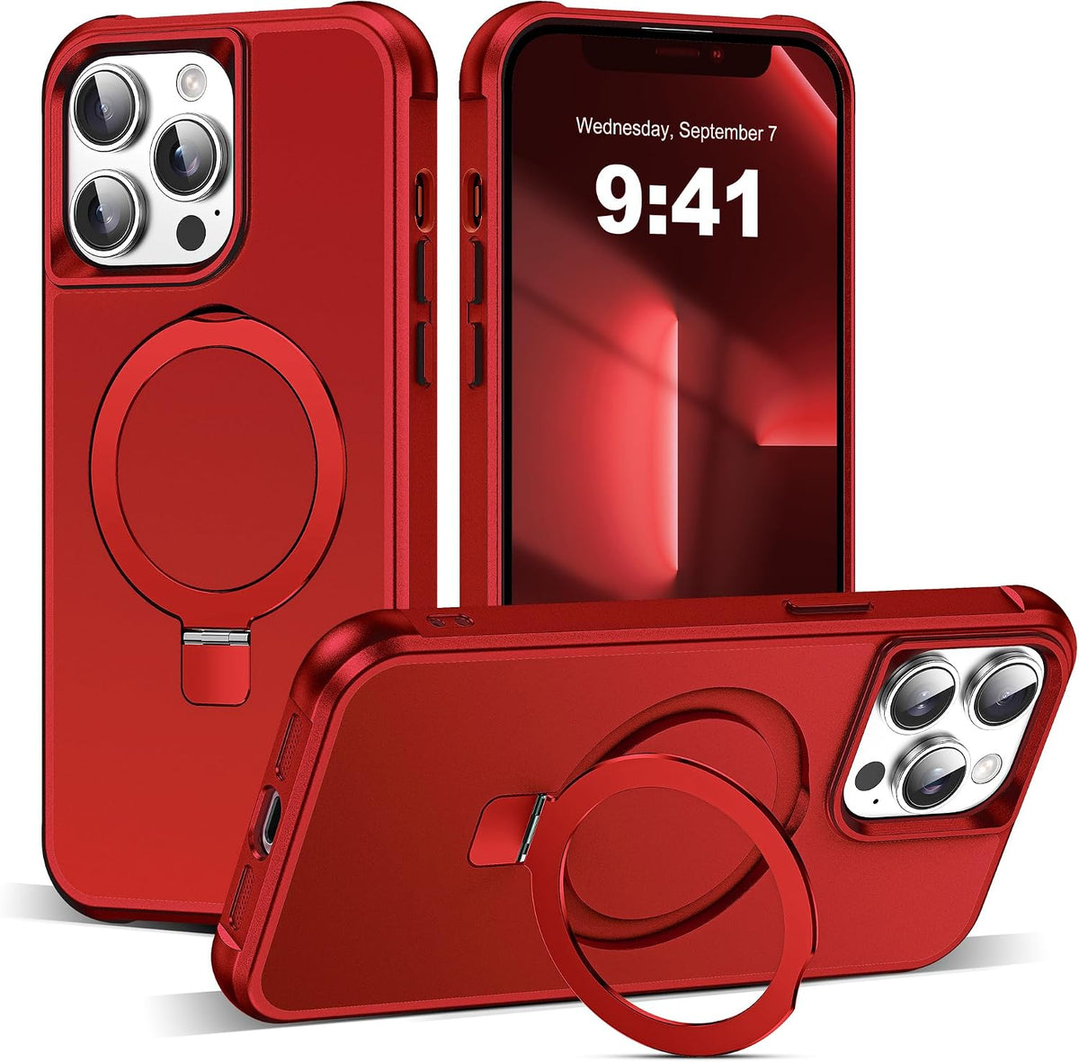SKYLMW Compatible with iPhone 16 Pro Max Case with Stand,Rose