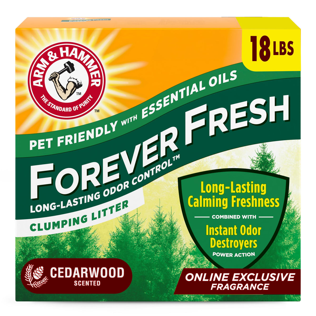 Arm & Hammer Forever Fresh Clumping Cat Litter Lavender, MultiCat Cat Litter Odor Control 18lb With 20% More Lavender Freshness, With Essential Oils