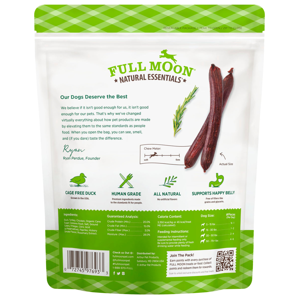 Full Moon All Natural Human Grade Dog Treats, Essential Beef Savory Sticks, 22 Ounce, 1.375 Pound (Pack of 1)