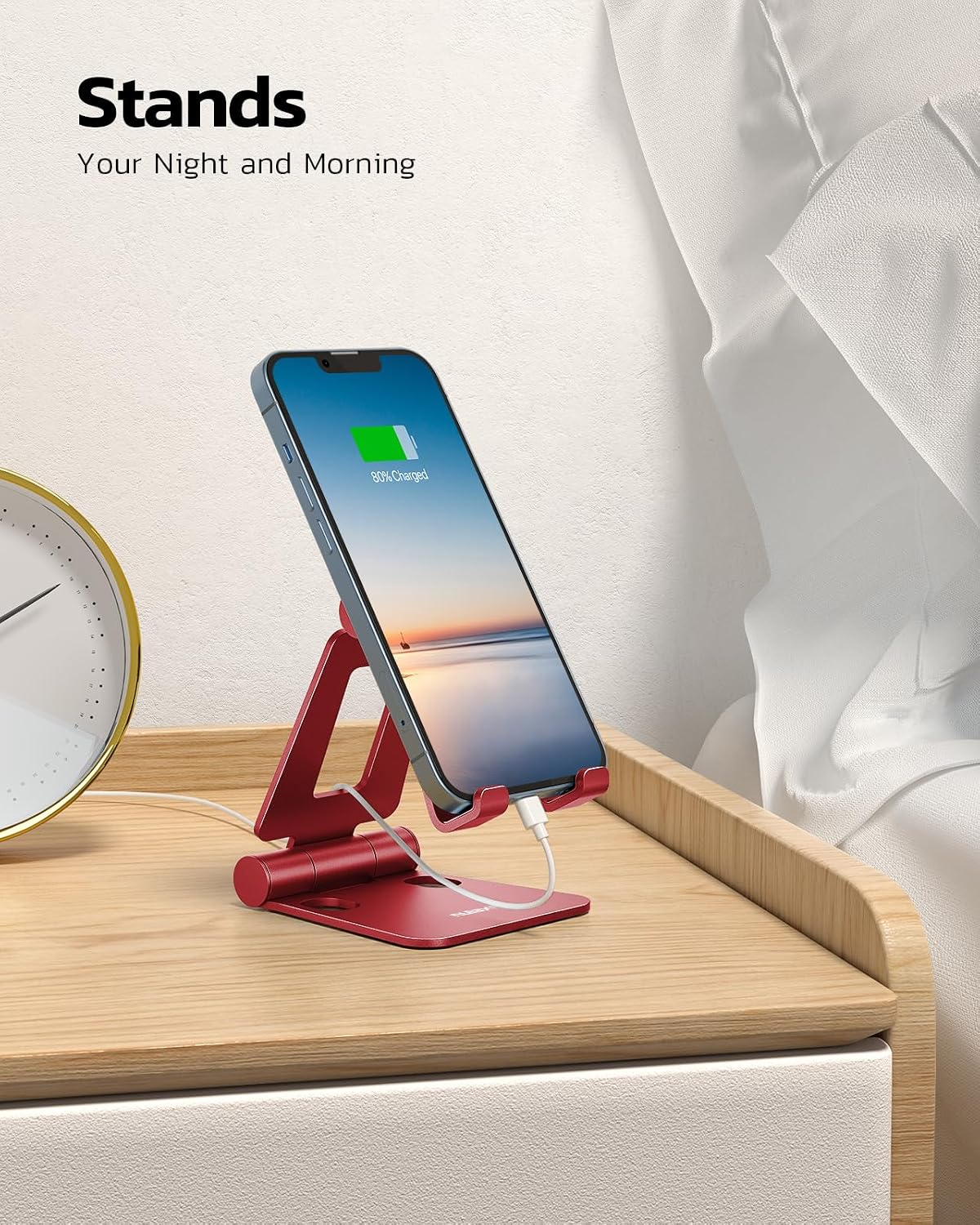Nulaxy Full Aluminum Dual Folding Cell Phone Stand for Desk, Black