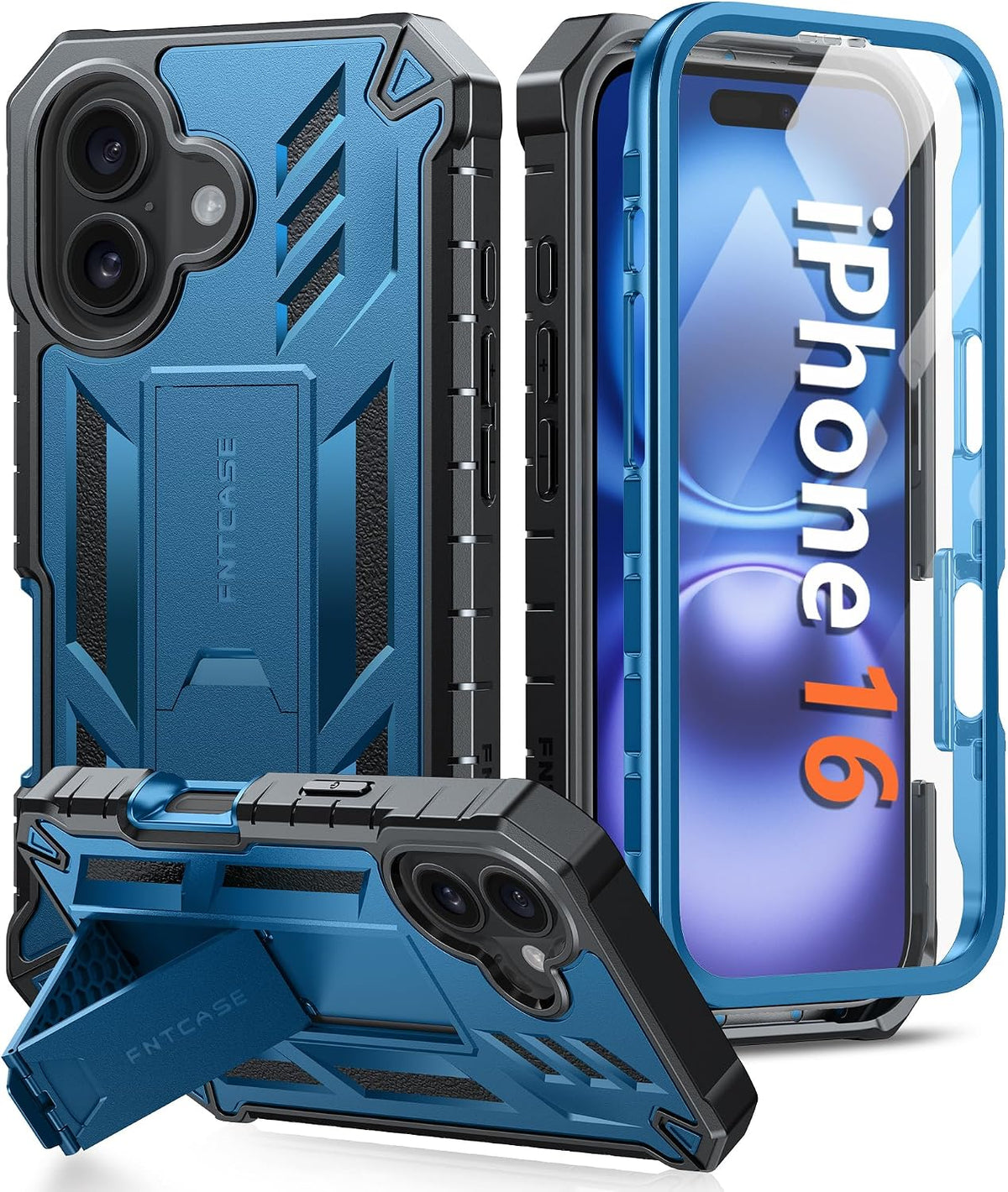 FNTCASE for iPhone 16 Case with Belt Clip and Built-in Screen Protector