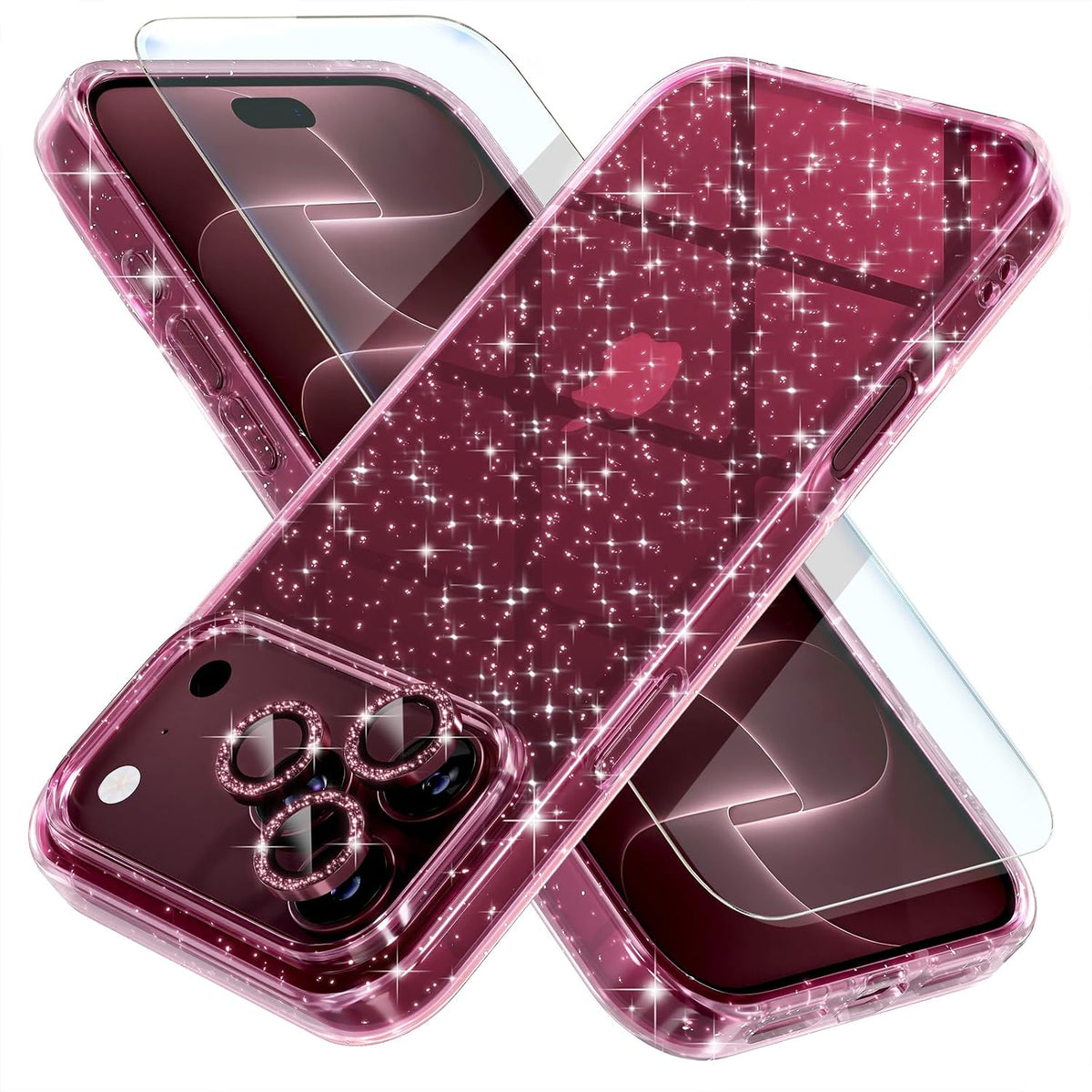 Choiche for iPhone 16 Pro Case Clear Women Girly (Glitter Gold)