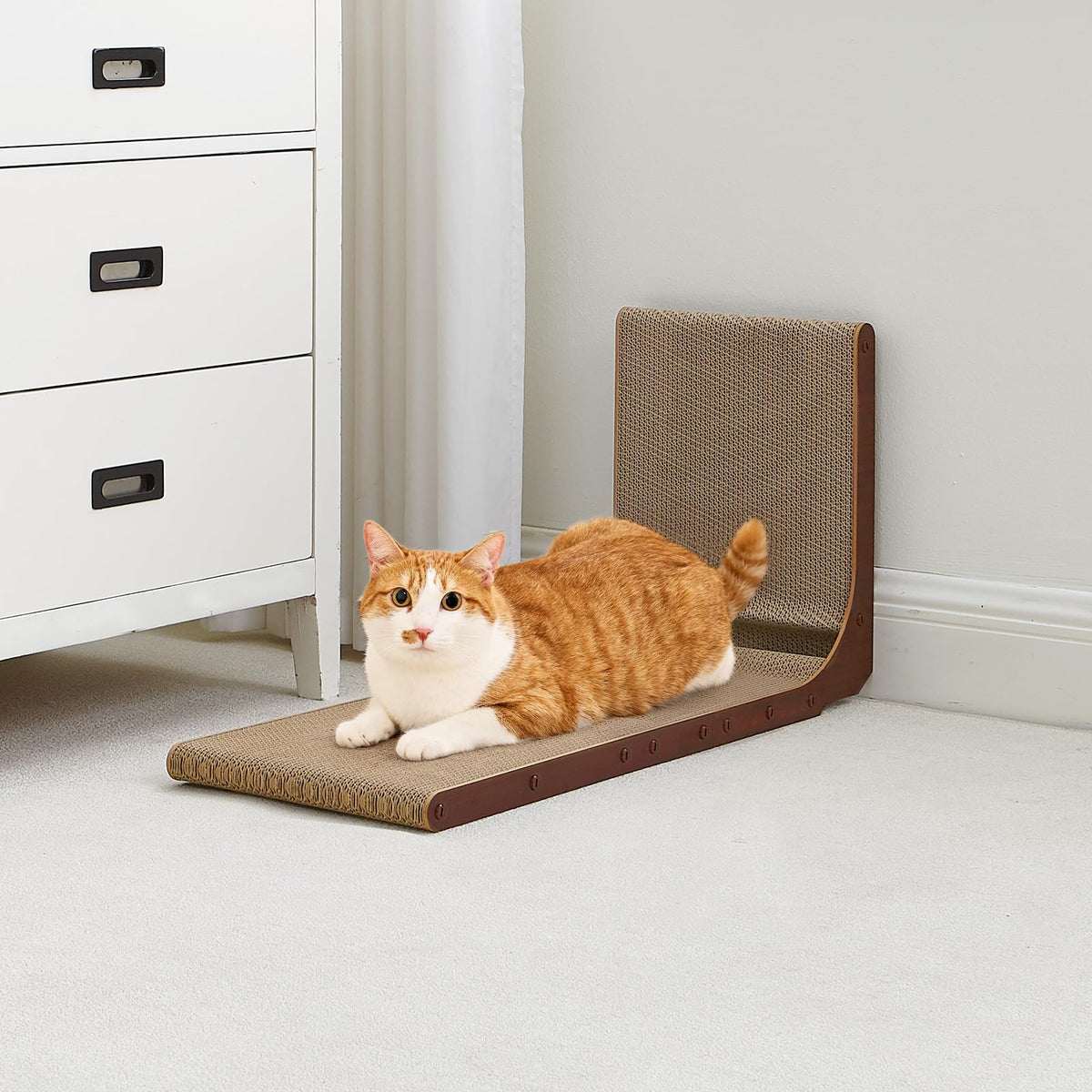 EHEYCIGA Cardboard Cat Scratcher for Indoor Cats, 26.8 Inch, Brown