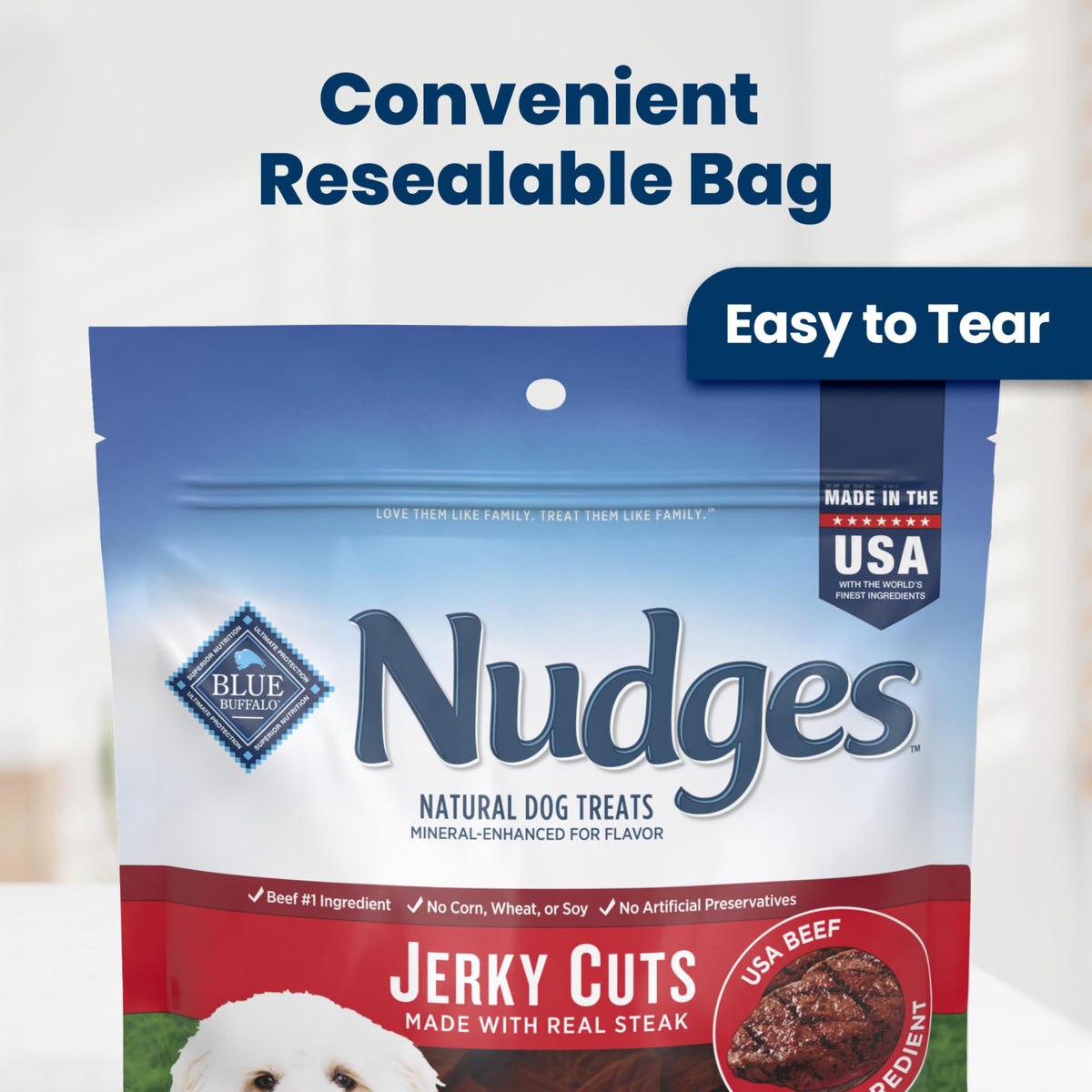 Blue Buffalo Nudges Jerky Cuts Steak Dog Treats, 10 oz
