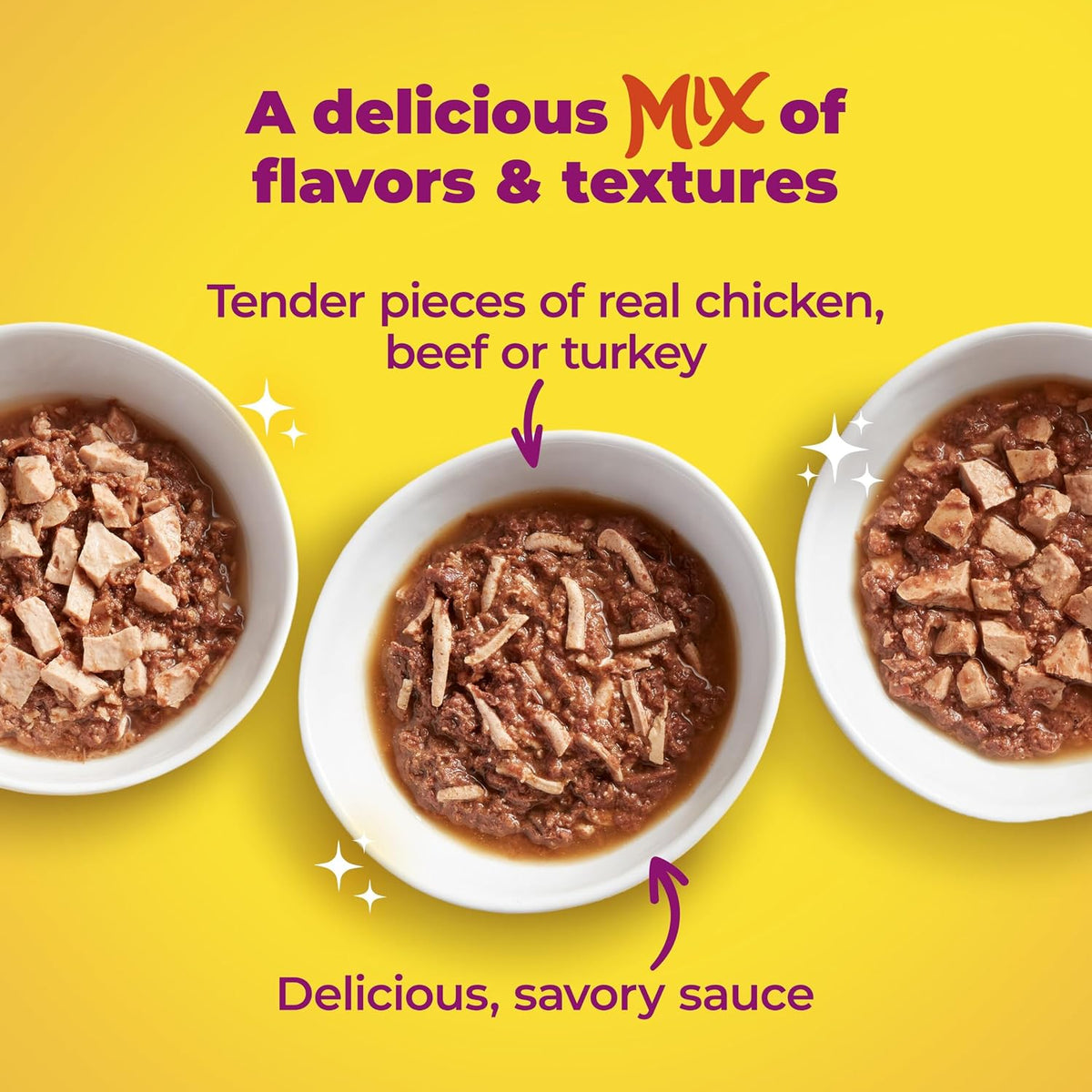 Meow Mix Poultry & Beef Favorites, Wet Food Variety Pack, 24 Cups