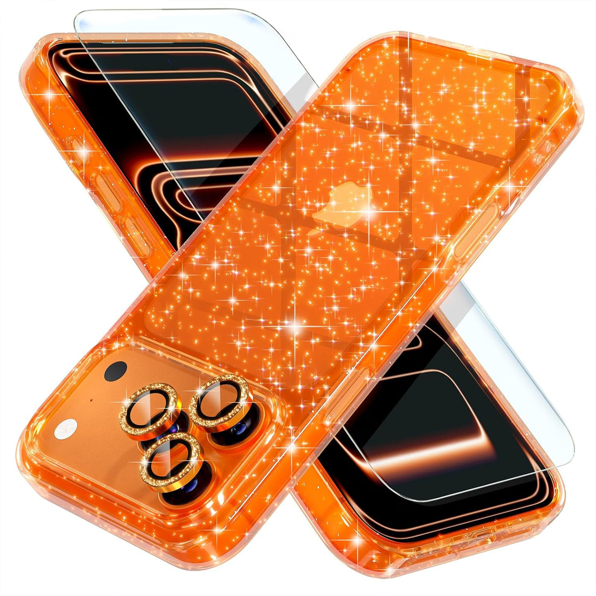 Choiche for iPhone 16 Pro Case Clear Women Girly (Glitter Gold)