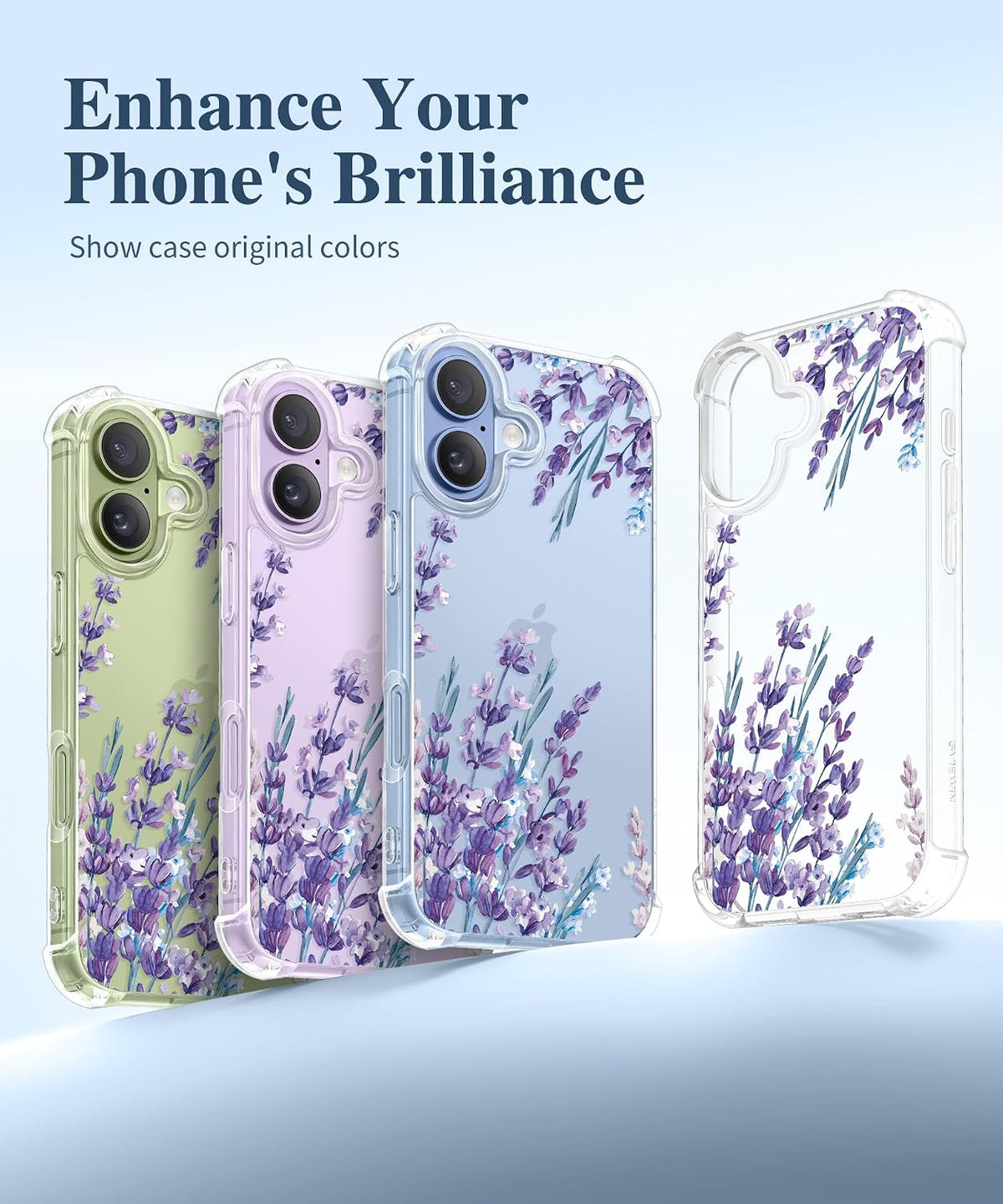 GVIEWIN for iPhone 17 Case Floral Clear Slim Women