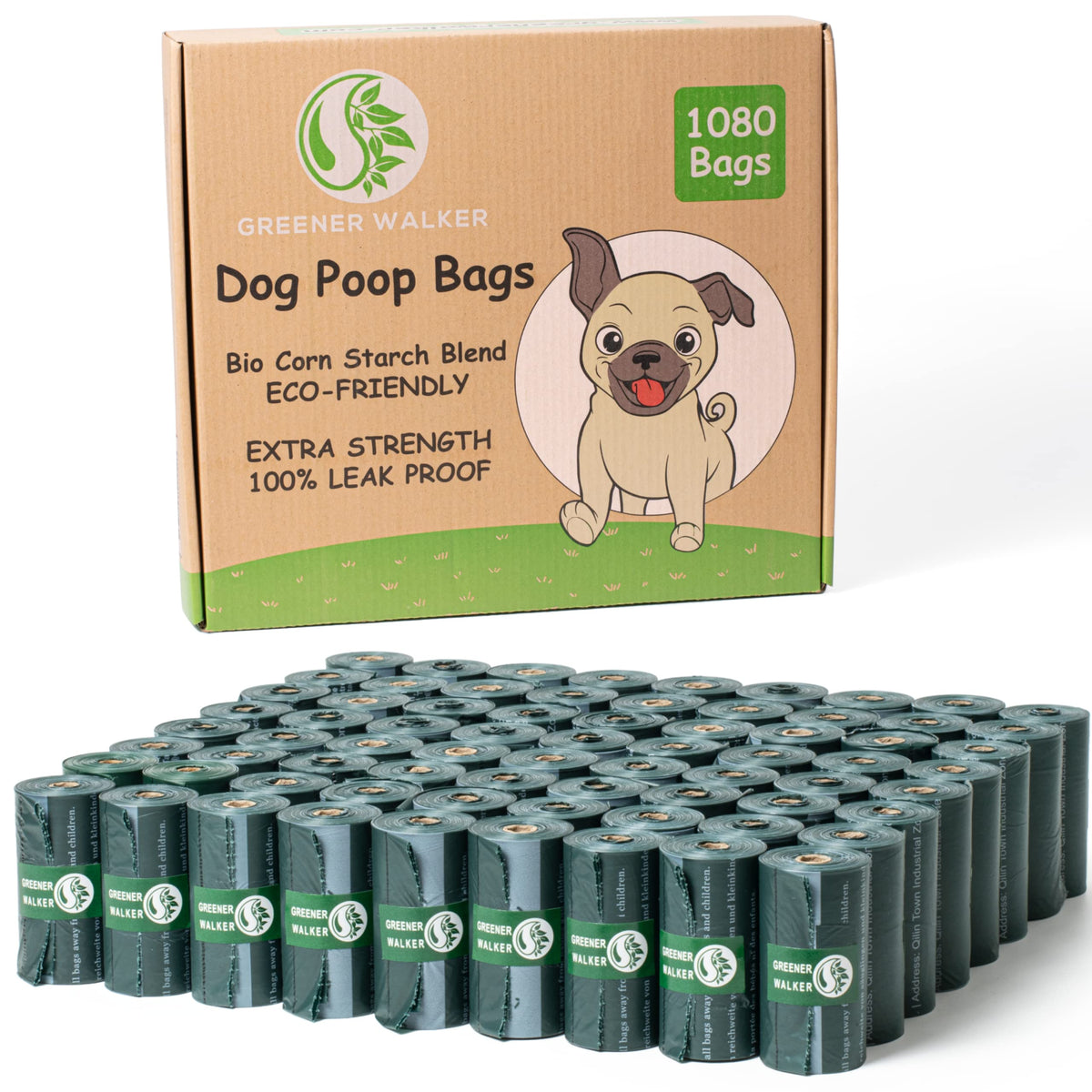 GREENER WALKER Poop Bags for Dog Waste-540 Bags,Extra Thick Strong 100% Leak Proof Dog waste Bags (Deep Green)