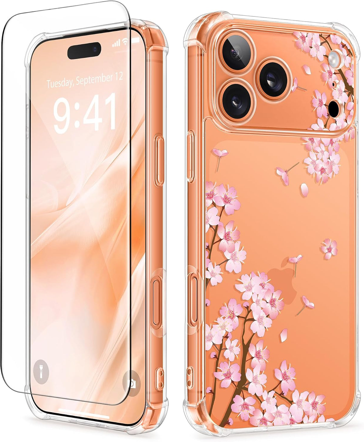 GVIEWIN for iPhone 17 Case Floral Clear Slim Women