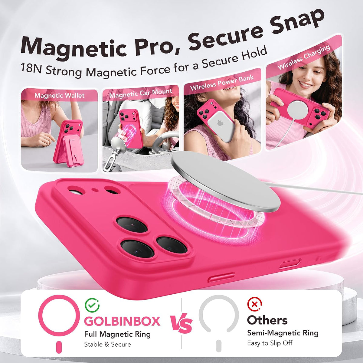 Magnetic Shockproof for iPhone 18 Pro & iPhone 17 Pro Case, Sunset Orange